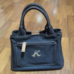 Kitamura2 キタムラ ブラックデニム ハンドバッグ センターロゴのサムネイル