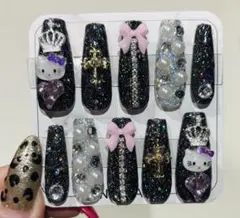 No.96❤️ギャルネイル*キティ*バレリーナ型Mサイズ【現品のみ】