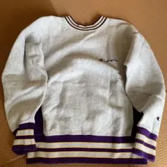 Champion クルーネック スウェット グレー/パープル