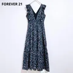 【フォーエバートゥエンティーワン】ロングワンピース　ノースリーブ　美品　花柄