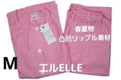 【新品】エルELLE　女性用春夏物凸凹リップルパジャマ（M) ピンクのサムネイル