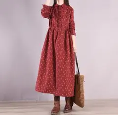 花柄ワンピース長袖秋冬