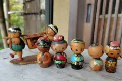 ②レトロ古〜い小さなこけしさん達　勢揃い　かわいい！