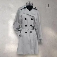 千鳥格子 トレンチコート風 ロングコート LL ベルト付き 白黒 大きいサイズ