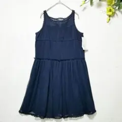 新品n.ナチュラルビューティーベーシック(M) ネイビー チュール ミニワンピ