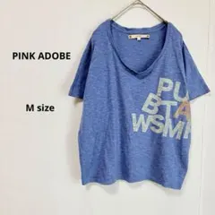 PINK ADOBE ピンクアドベ　Ｖネックカットソー　M ブルー　半袖のサムネイル