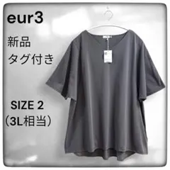 新品タグ付き☆eur3大きいサイズ汗染み防止Vネックカットソー☆ダークグレー☆2のサムネイル