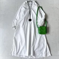 美品 ユナイテッドアローズ コットン プルオーバー ロングシャツワンピース 白