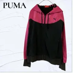 PUMA プーマ パーカー ウィンドブレーカー　黒×ピンクレディースのサムネイル