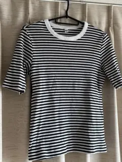 UNIQLO ボーダー リブカットソー 5分袖