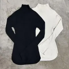 ユニクロMame Kurogouchi 3Dリブハイネックセーター　白　黒