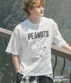 Exclusive ピーナッツ カレッジロゴ ルーズ半袖Tシャツ