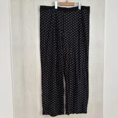 水玉模様 イージーパンツ ドット柄 ブラック ワイドパンツ ルームウェア