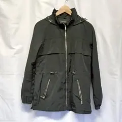 ザラ ZARA BASIC ナイロン マウンテンパーカー 黒 L2535