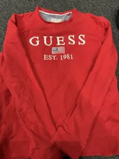 GUESS クルーネック スウェット レッド