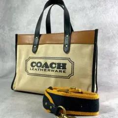 ✨美品✨コーチ　フィールドトート30 2way ビッグロゴ　キャンバス×レザー