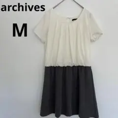 archivesプリーツデザイン 半袖チュニック M ホワイト/グレーのサムネイル