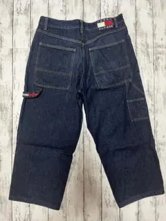 訳あり特価 TOMMY デニムワイドペインターパンツ 濃紺 W34 トミーのサムネイル