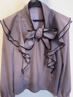 【美品】evelynリボンブラウス　くすみピンク