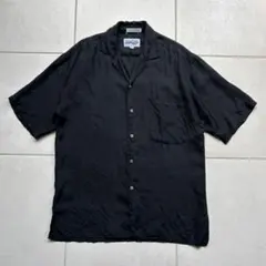80s PERRY ELLIS 初期タグ ブラック オープンカラーシルクシャツのサムネイル