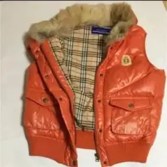 値下げ／バーバリー ブルーレーベル ダウンベスト 38 オレンジ