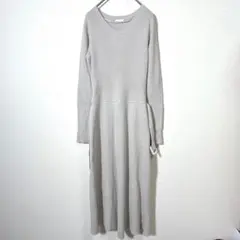 GU ジーユー　リブニットベルテッドワンピース　グレー　M
