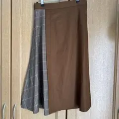 JILLSTUART チェック切替フレアスカート ブラウン