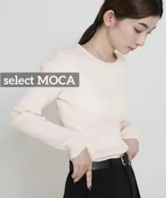 k0951 select MOCA クルーネックリブニット　アイボリー