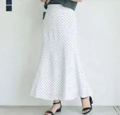 BASEMENT ドット柄 マーメイドスカート ロング丈のサムネイル