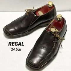 REGAL リーガル ドライビングシューズ モカシン サイドゴア ブラウン24㎝