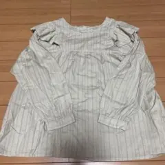 niko and…ストライプ柄フリル付き長袖ブラウス