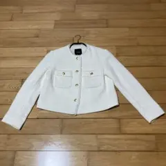 LOULOU WILLOUGHBY 金ボタン 春物ツイードジャケット 白系 1 - メルカリ