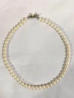 美品　照り良し　あこやパールネックレス　silver刻印 6mm