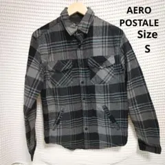 【人気☆AEROPOSTALE】グレー　黒　チェック　ネルシャツ　サイズS