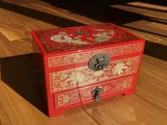 美品 天一國經典 螺鈿細工 鶴と松 観音開き 世界平和統一家庭連合 小物