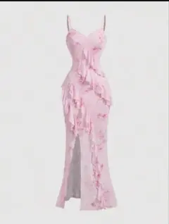 SHEIN 花柄ワンピース ピンク 旅行 リゾートワンピ34047607