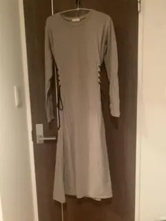 カーキー長袖 ロングカットソーワンピース