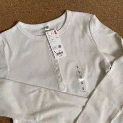 UNIQLO リブヘンリーネックTシャツ Sサイズ オフホワイト