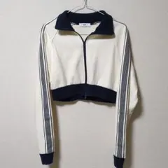 WEGO アイボリー/ネイビー クロップドジャージ