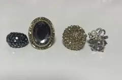 リングセット - 黒・金・銀色　(４個セット)