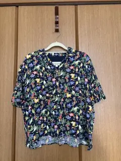 niko and... 花柄半袖シャツ サイズ3 ネイビー系