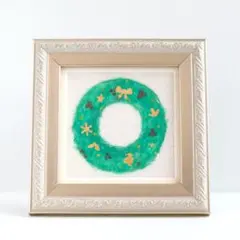 小さいアート絵画｜金箔に彩られたクリスマスリース｜心を癒す日本画インテリア