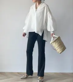 新品 Ｌ GU リブスリム フレアパンツ