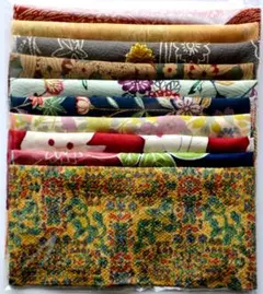 友禅染小紋柄　はぎれ　10枚セット　正絹　No15-D「おまけ付き」