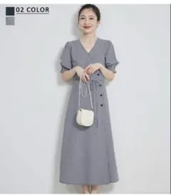 BASEMENTonline カシュクールワンピース　美品　S ギンガムチェック