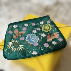 和装用バッグ 刺繍入りポーチ グリーンのサムネイル