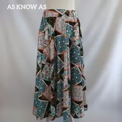 AS KNOW AS plus スカーフ柄 パネルプリント フレアロングスカートのサムネイル