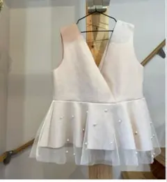 ピュアコンテ　チュールベスト ペプラム パール　ベージュ