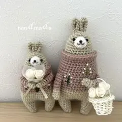 ポ*ン様 ハンドメイド／編みぐるみ／うさぎ／北欧