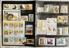 外国切手未使用50枚セット　南極、鳥、猫、絵画など